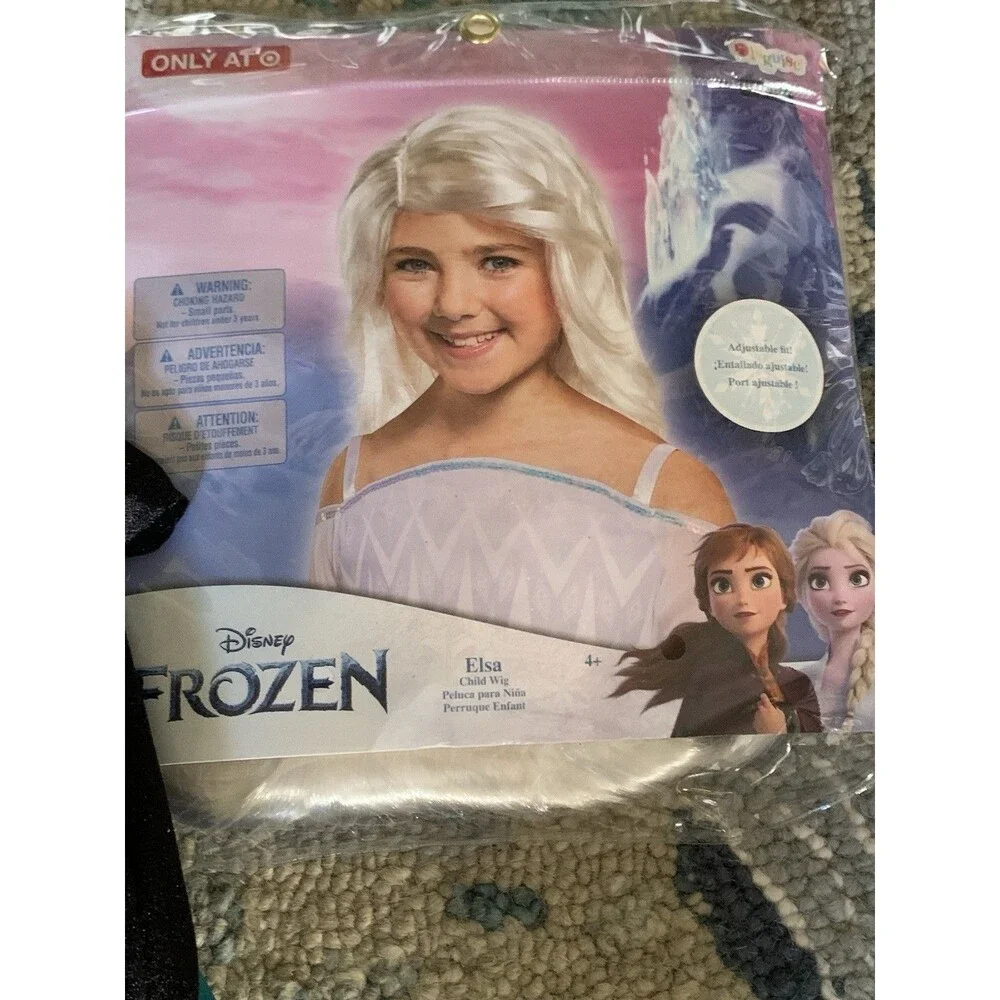 New Disney Princess Frozen Costume Girls S (4-6) Anna w/Elsa Wig Halloween